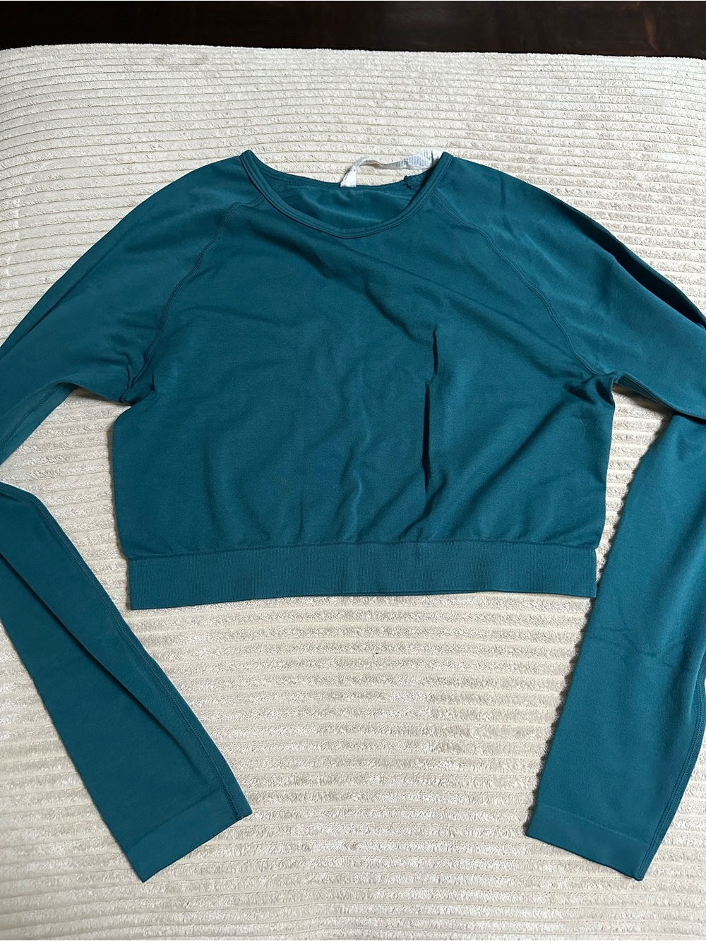 CRZ YOGA Teal Long-Sleeve Cropped Top